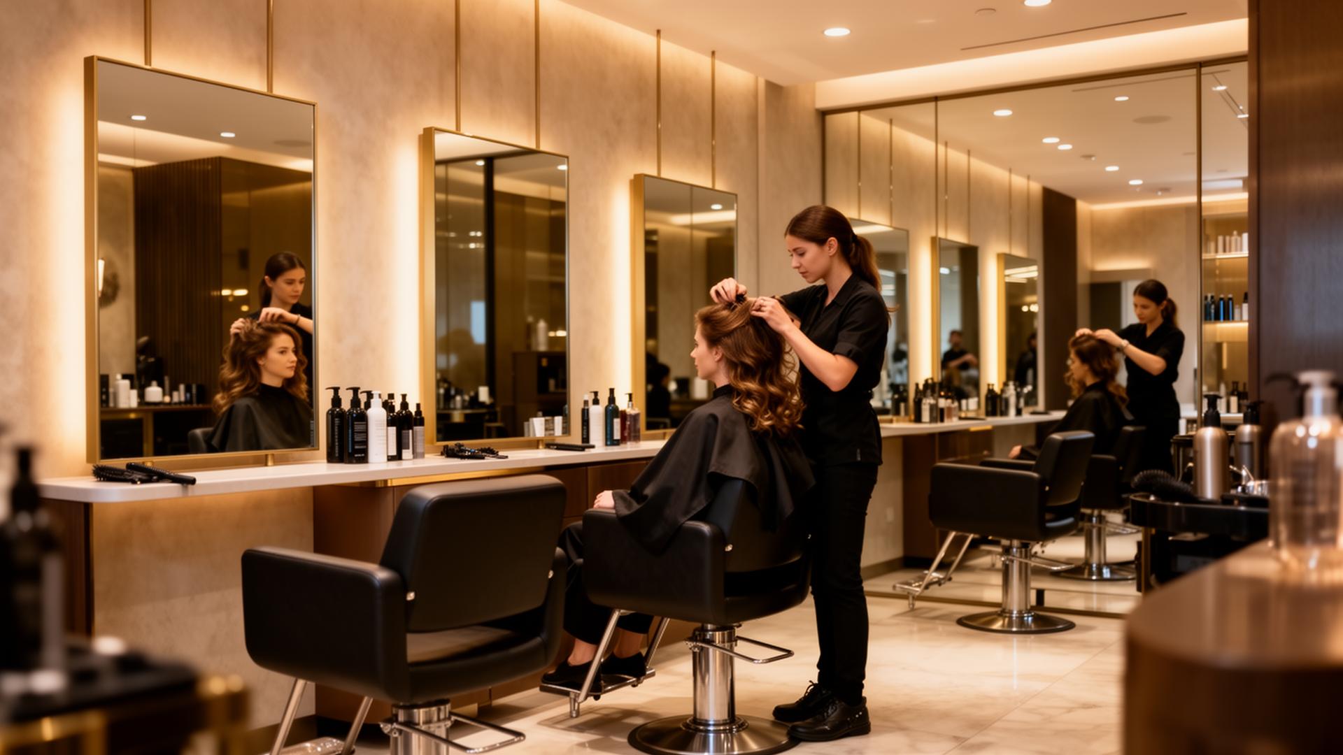 Stylist working with a client inside a modern London hair salon