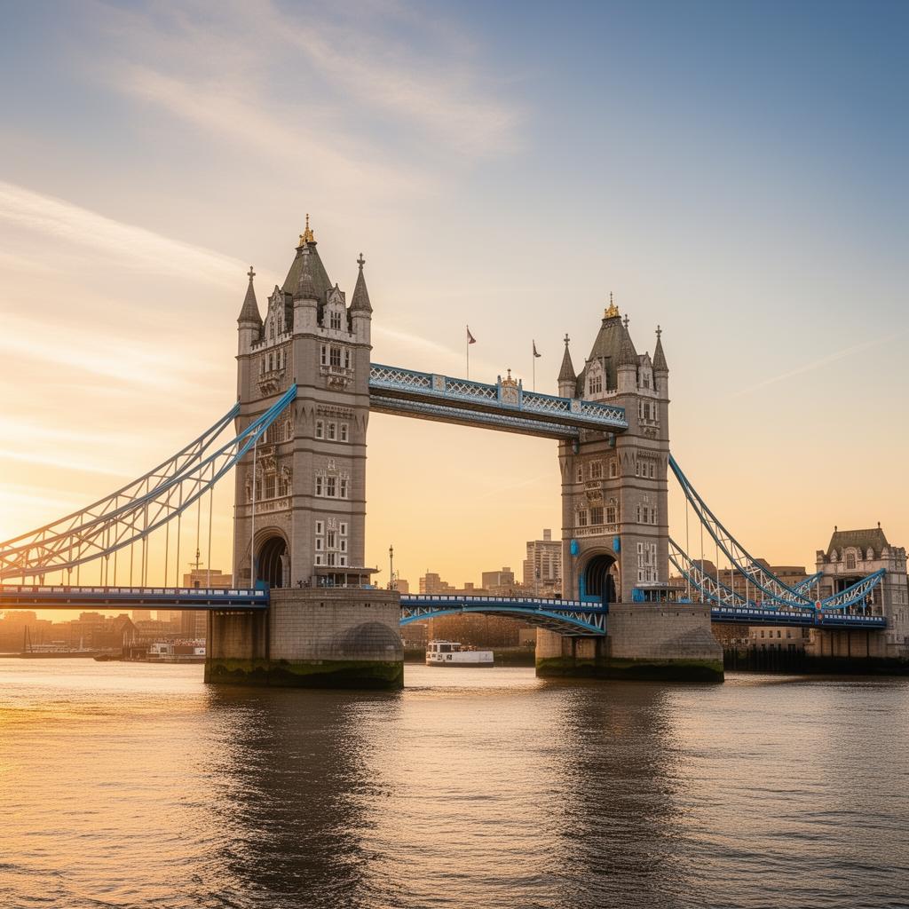 Tower Bridge over the River Thames in London at golden hour